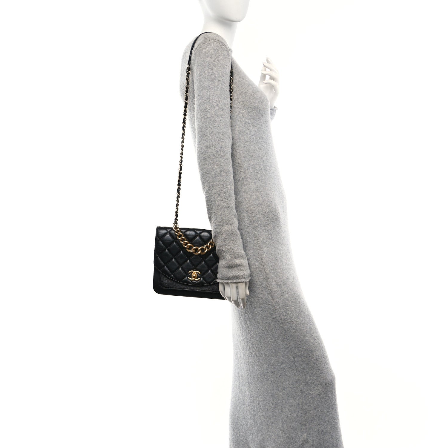 Chanel Calfskin Caviar Quilted Chain Handle Flap Black 2 of 10