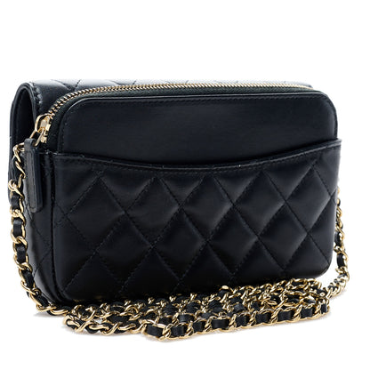 Chanel Lambskin Quilted Flap Phone Holder With Chain Black 2 of 9