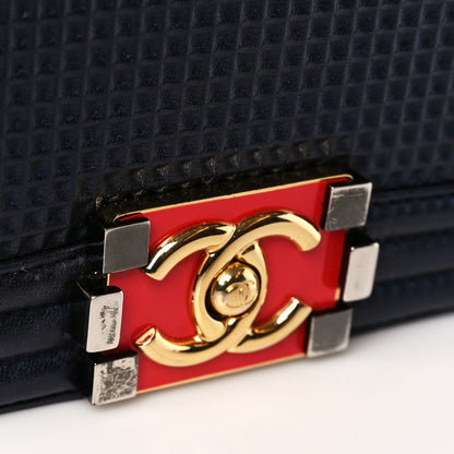 Chanel Lambskin Embossed New Medium Boy Cube Flap Navy 11 of 11