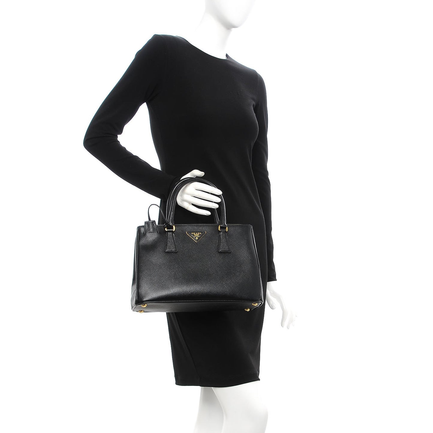 Saffiano Small Galleria Double Zip Tote Black