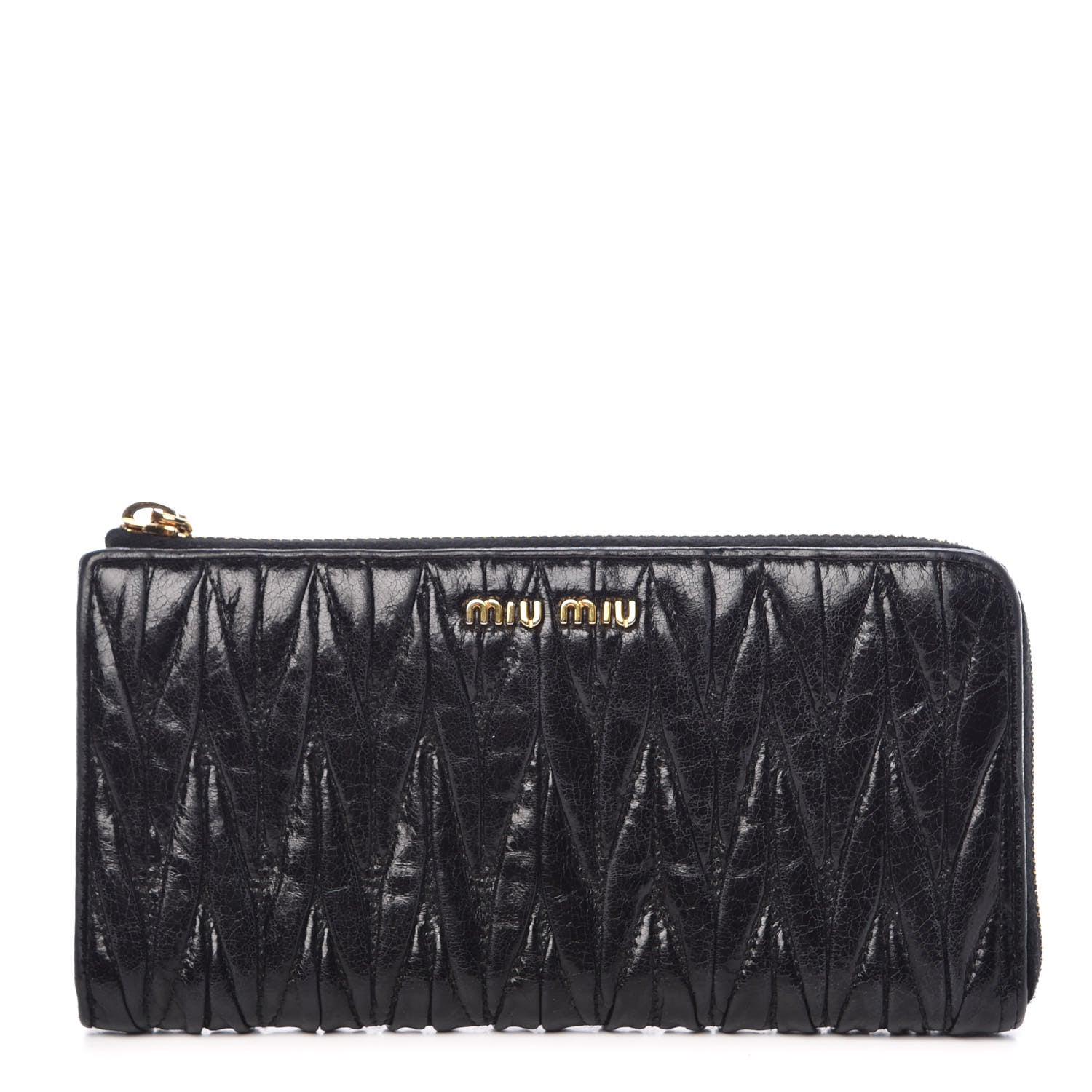 Miu Miu Nappa Matelasse Lux Zip Around Wallet Black 1 of 8