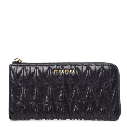 Miu Miu Nappa Matelasse Lux Zip Around Wallet Black 1 of 8