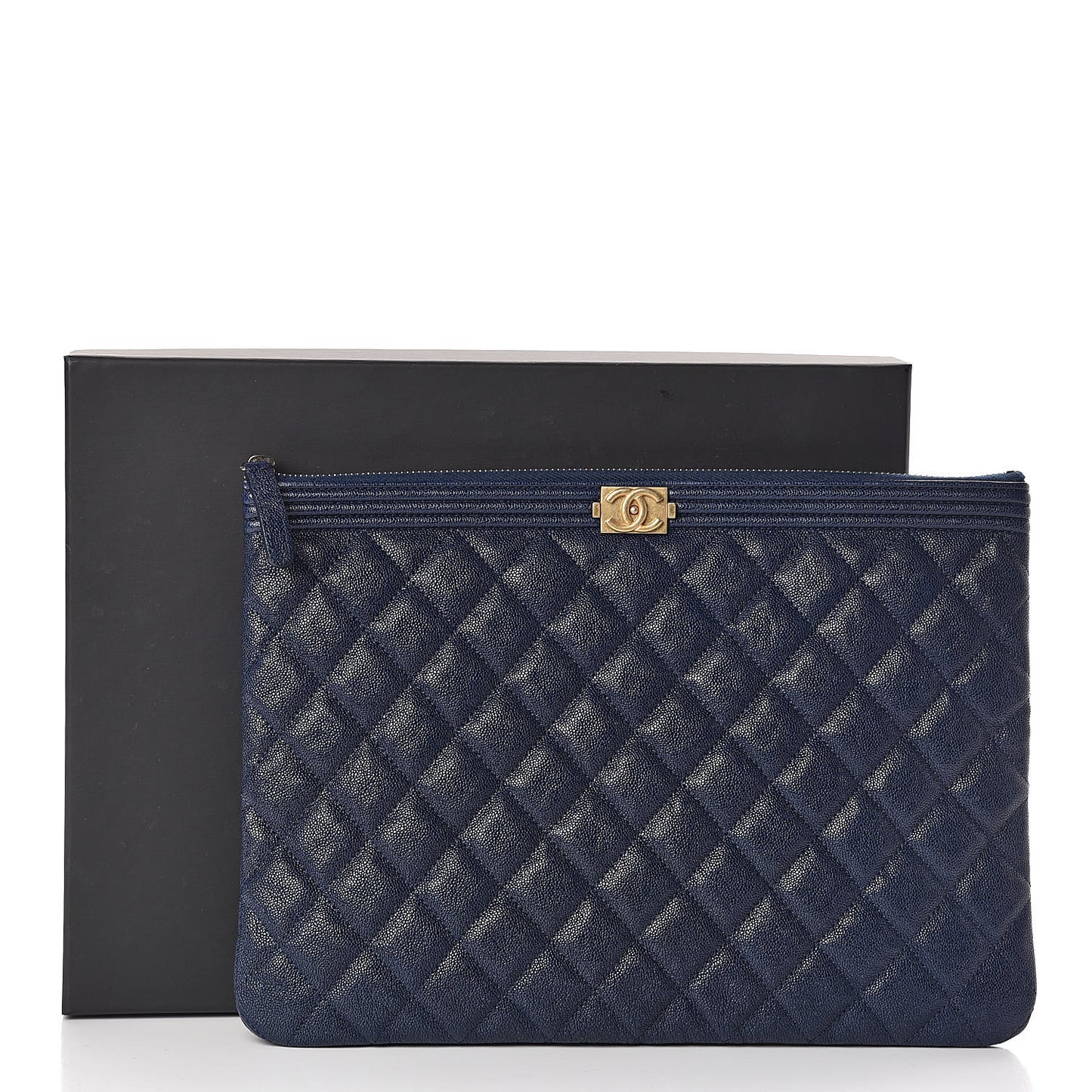 Caviar Quilted Medium Boy Cosmetic Case Navy