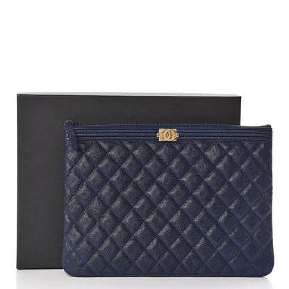 Chanel Caviar Quilted Medium Boy Cosmetic Case Navy 9 of 9