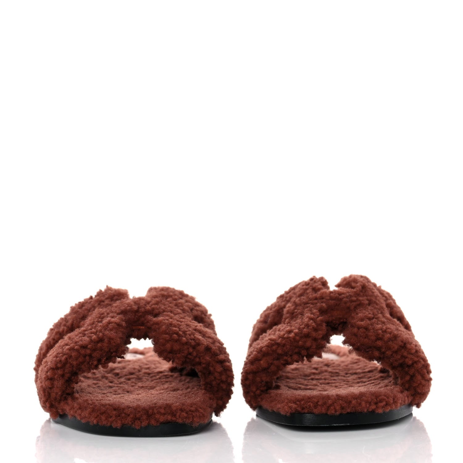 Hermes Woolskin Oran Sandals 37 Cognac 2 of 8