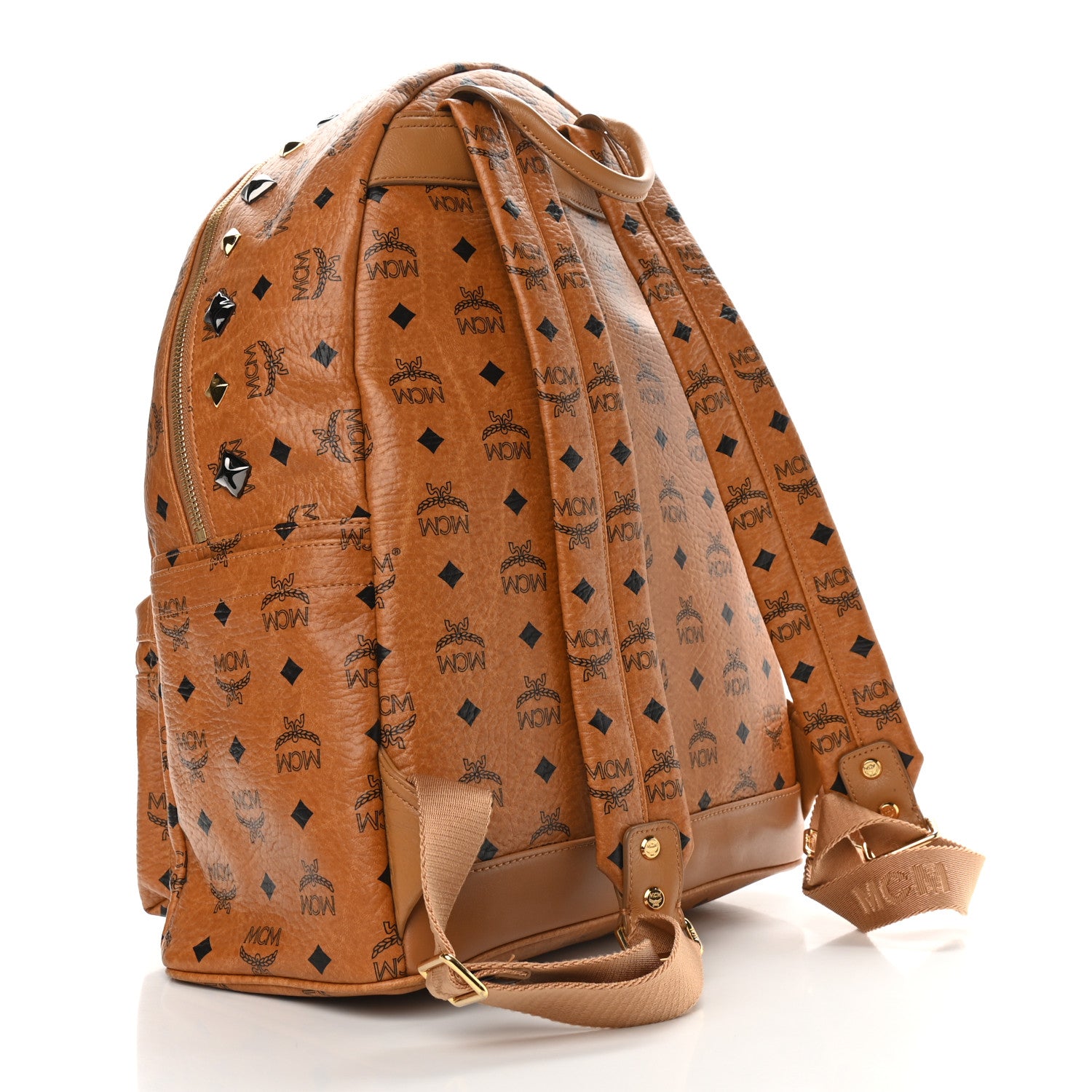 MCM Visetos Studded Medium Stark M Backpack Cognac 3 of 9