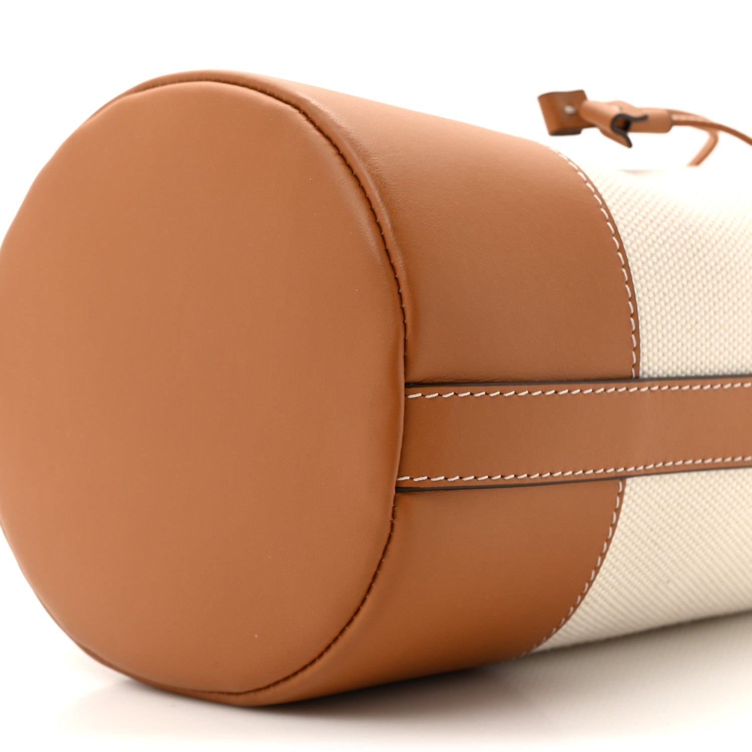 Burberry Calfskin Canvas Bucket Bag Natural Russet Brown 9 of 10