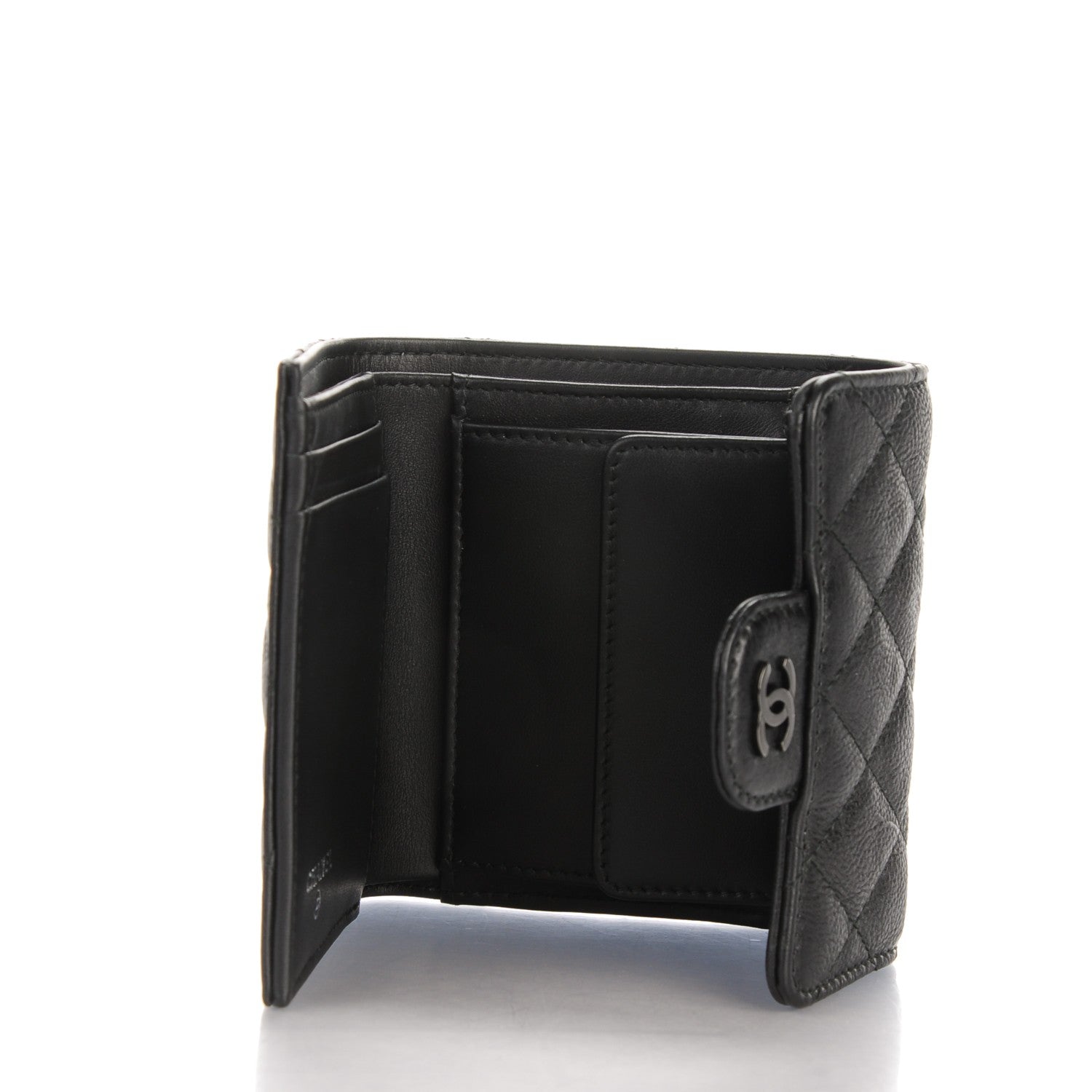 Chanel Calfskin Quilted Compact Flap Wallet So Black 5 of 7