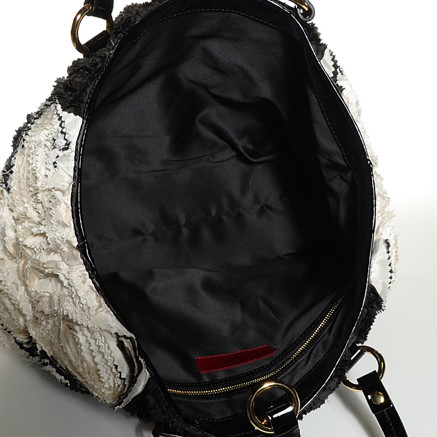 Valentino Garavani Silk Georgette Rosier Small Tote Ivory Black 5 of 8