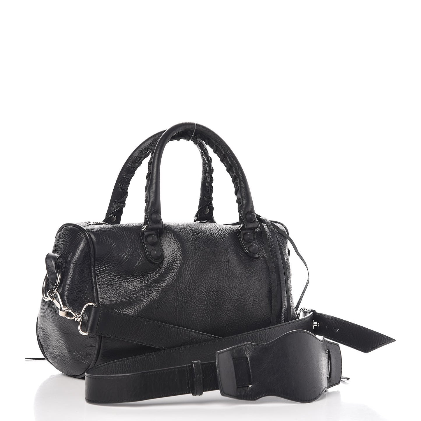 Matte Goatskin Rubber Covered Classic Hardware Mini Twiggy Black