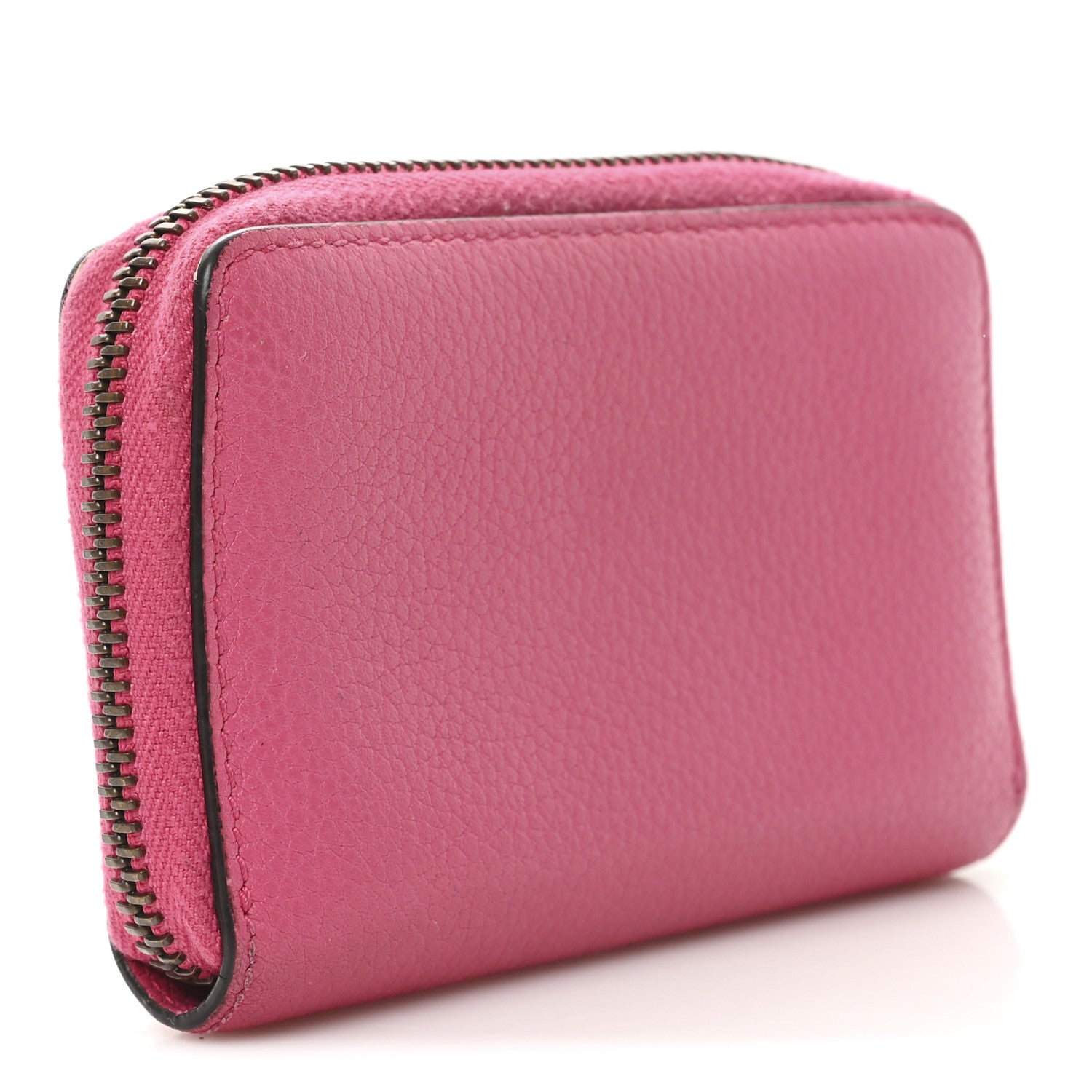Gucci Grained Calfskin Logo Zip Around Card Case Box Pink Green 3 of 6