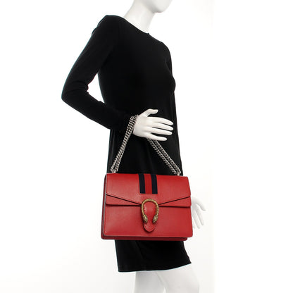 Gucci Textured Calfskin Web Medium Dionysus Shoulder Bag Hibiscus Red 2 of 8