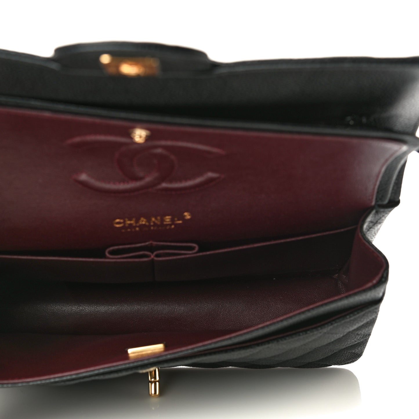 Caviar Quilted Medium Double Flap Black