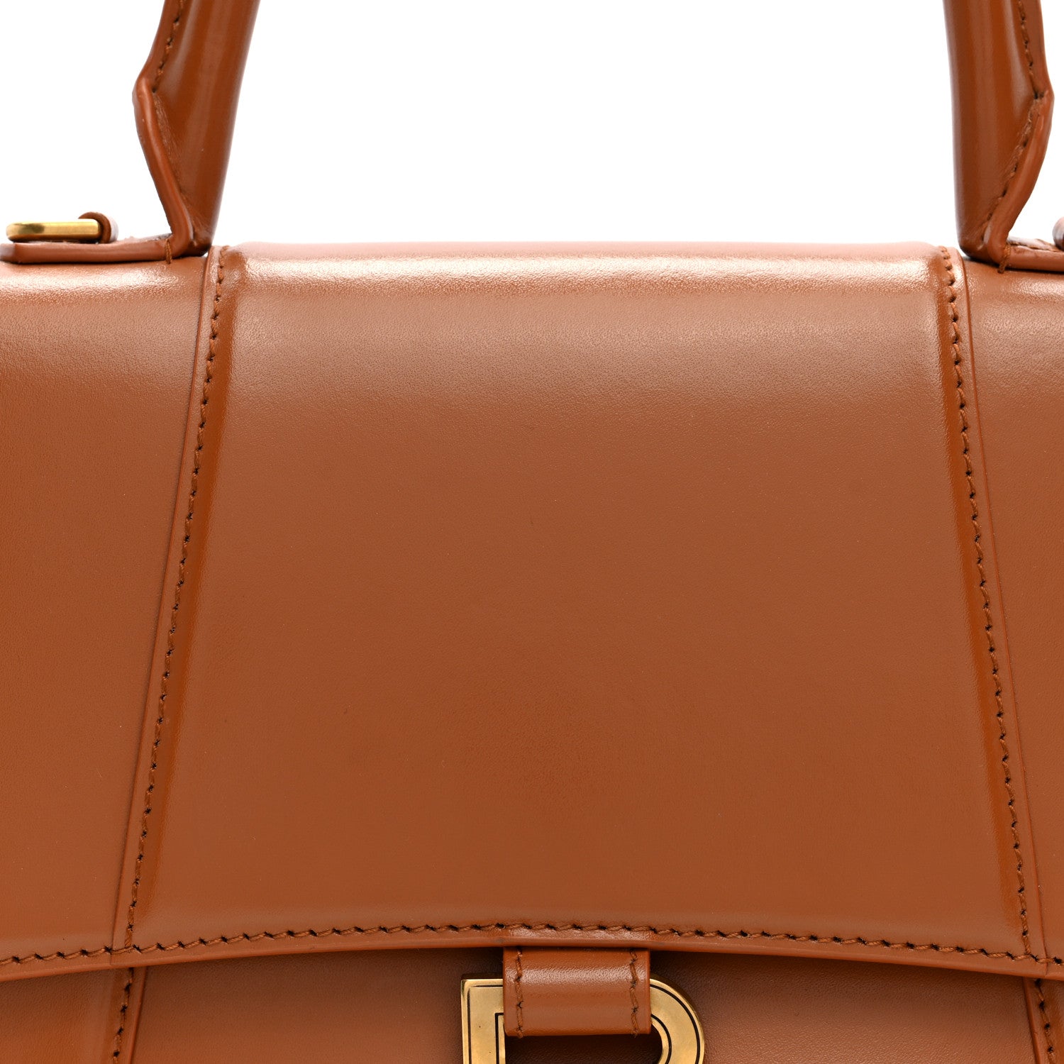 Balenciaga Shiny Box Calfskin Small Hourglass Top Handle Bag Camel 7 of 9