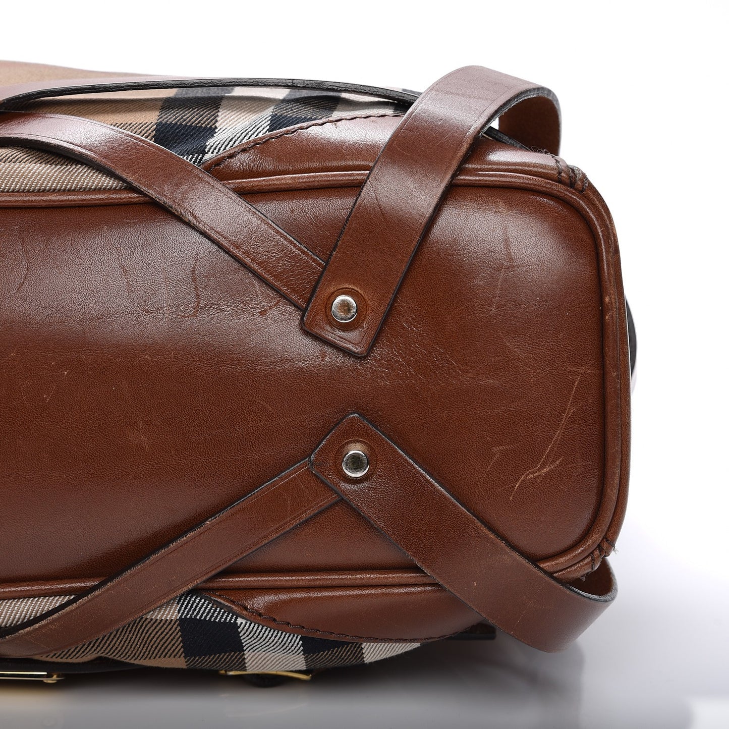 House Check Bridle Calfskin Medium Gosford Hobo Dark Tan