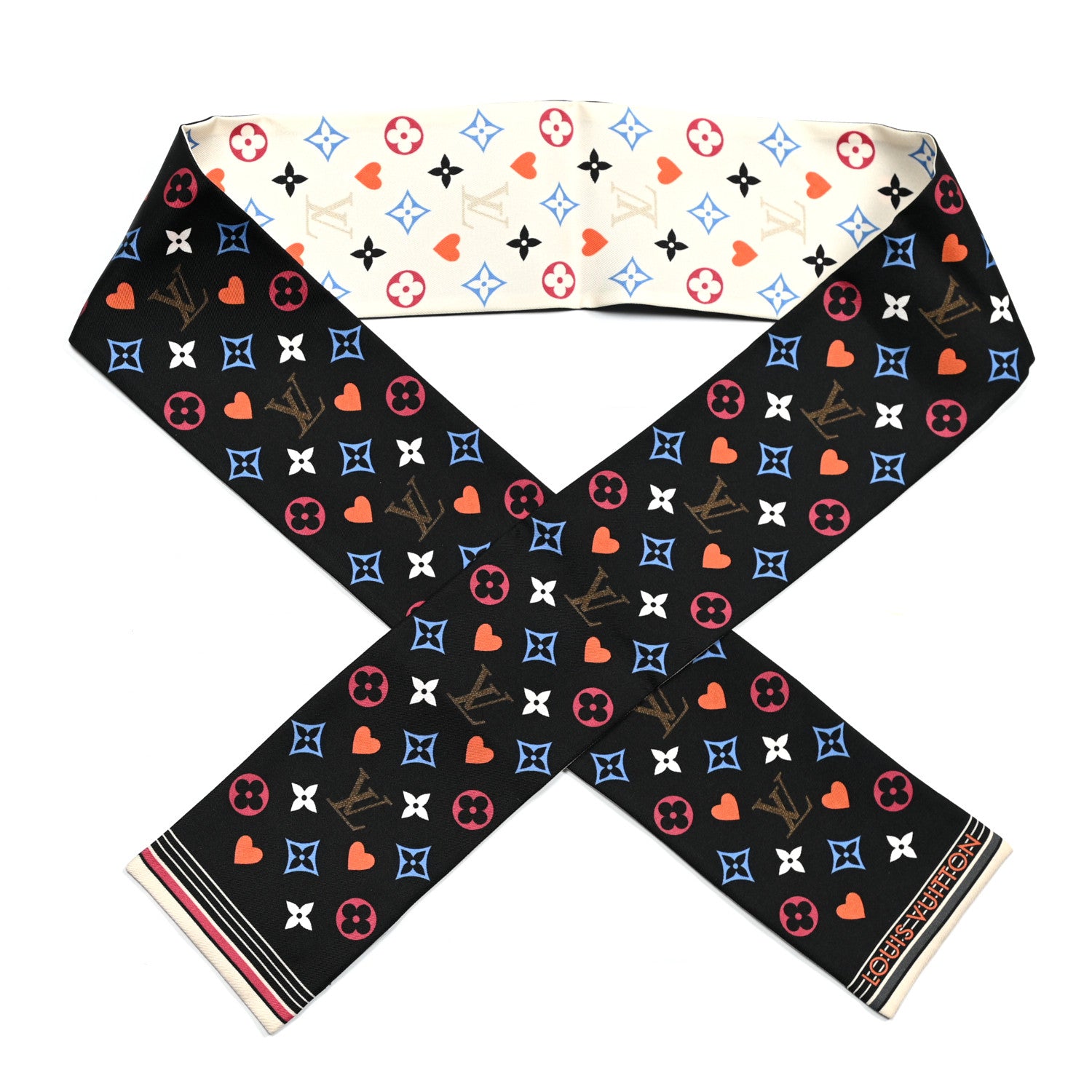 Louis Vuitton Silk Game On Bandeau Black White 1 of 3