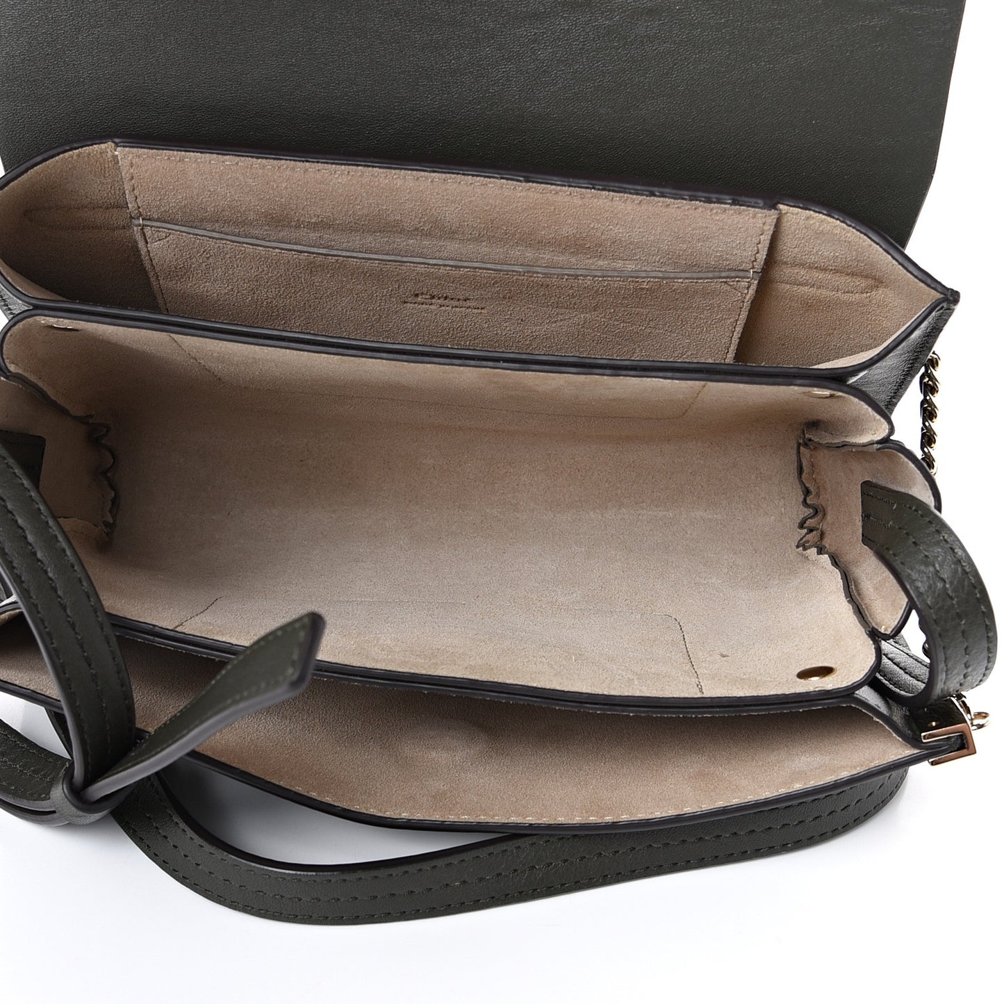 Suede Calfskin Small Faye Shoulder Bag Deep Forest