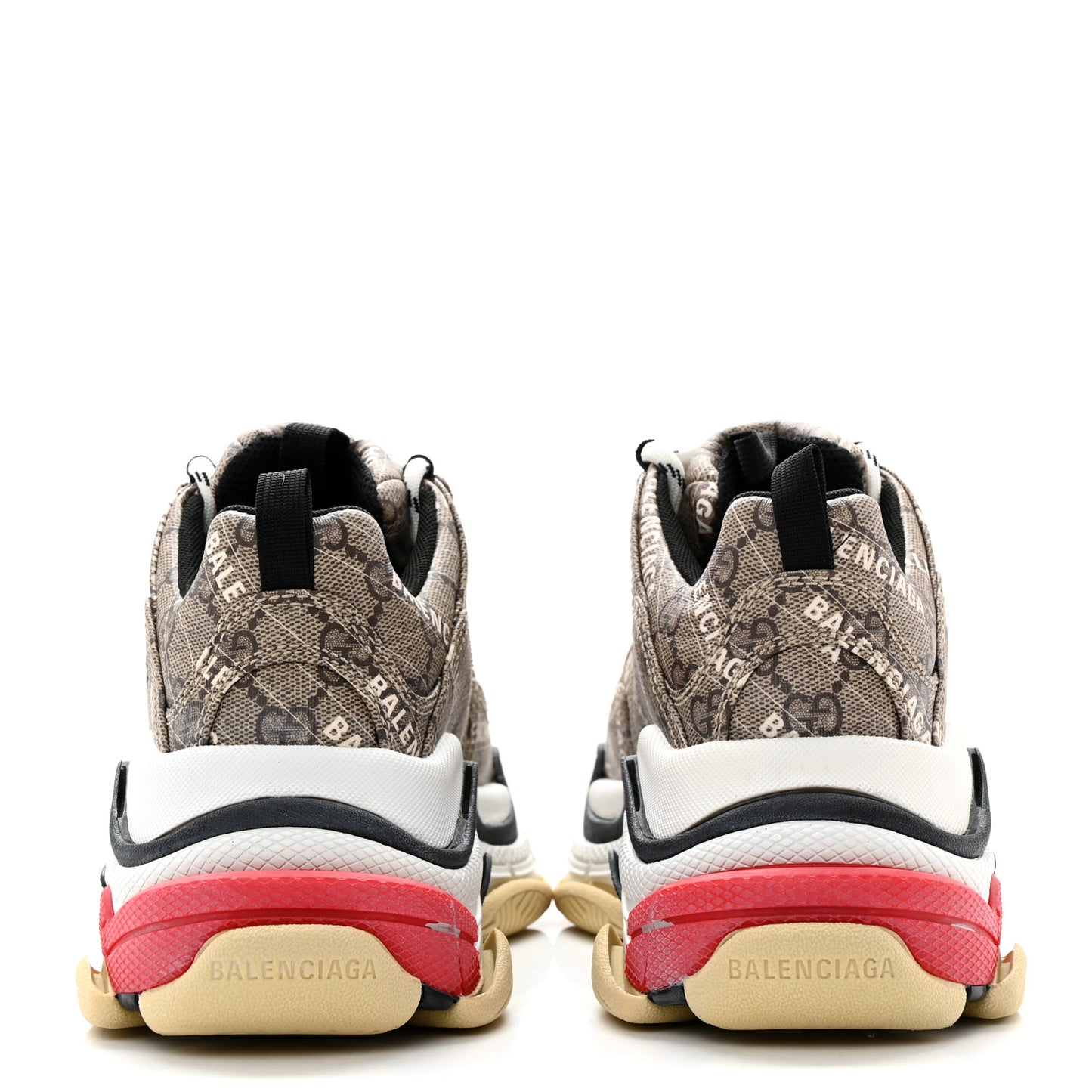 X GUCCI GG Supreme Monogram Allover Logo Womens Triple S Sneakers 37 Beige Ebony Mystic White