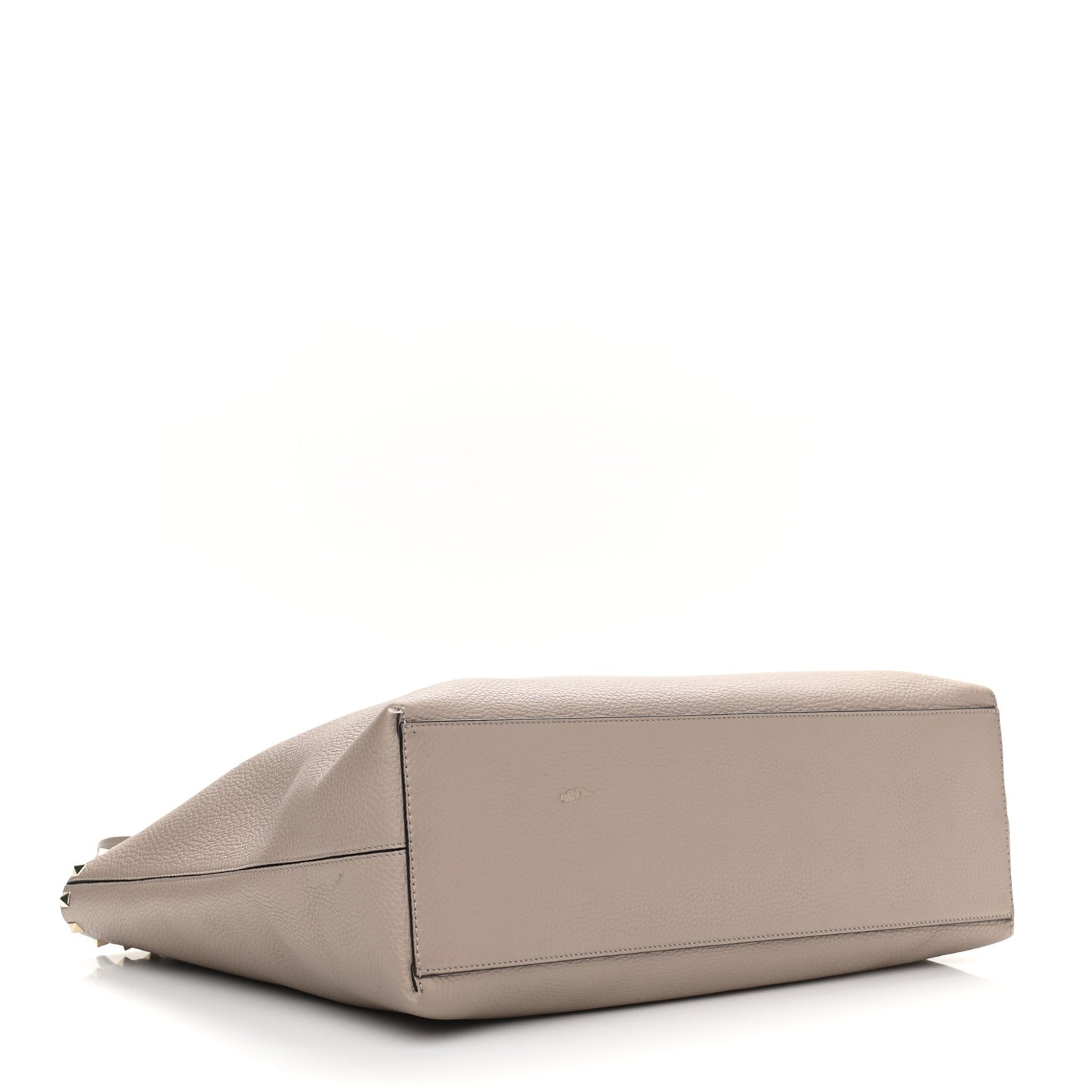 Grained Calfskin Rockstud Shoulder Tote Poudre