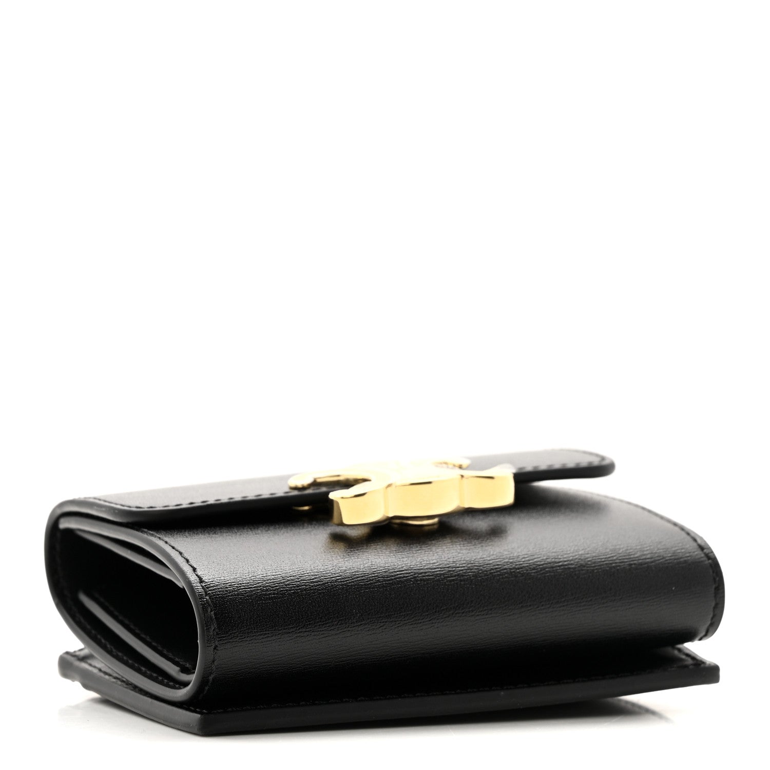 Celine Calfskin Compact Triomphe Wallet With Coin Purse Black 4 of 9