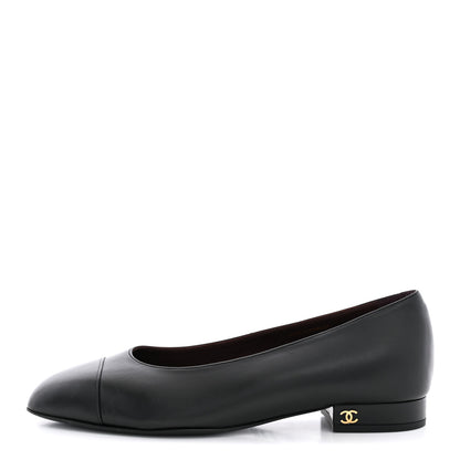 Chanel Lambskin Cap Toe CC Uniform Ballerina Flats 36.5 Black 1 of 11