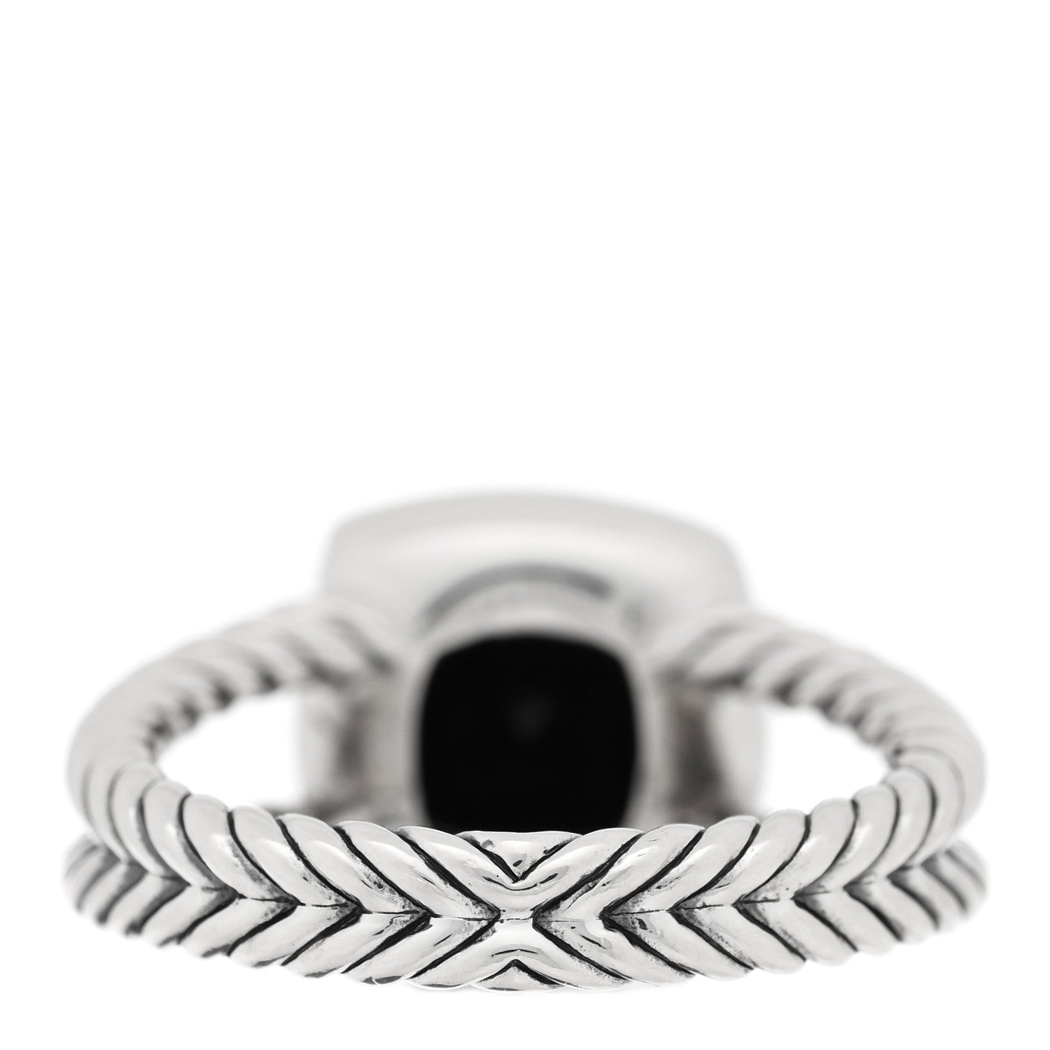 David Yurman Sterling Silver Diamond Black Onyx 7mm Petite Albion Ring 54 7 3 of 4