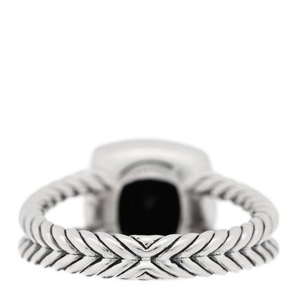 David Yurman Sterling Silver Diamond Black Onyx 7mm Petite Albion Ring 54 7 3 of 4