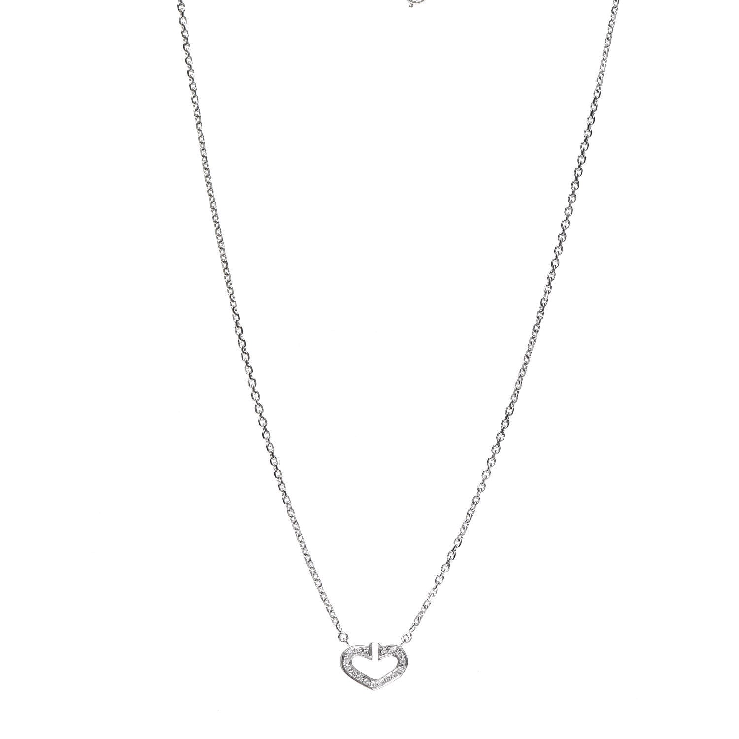 Cartier 18K White Gold Diamond Small Hearts and Symbols Pendant Necklace 1 of 5