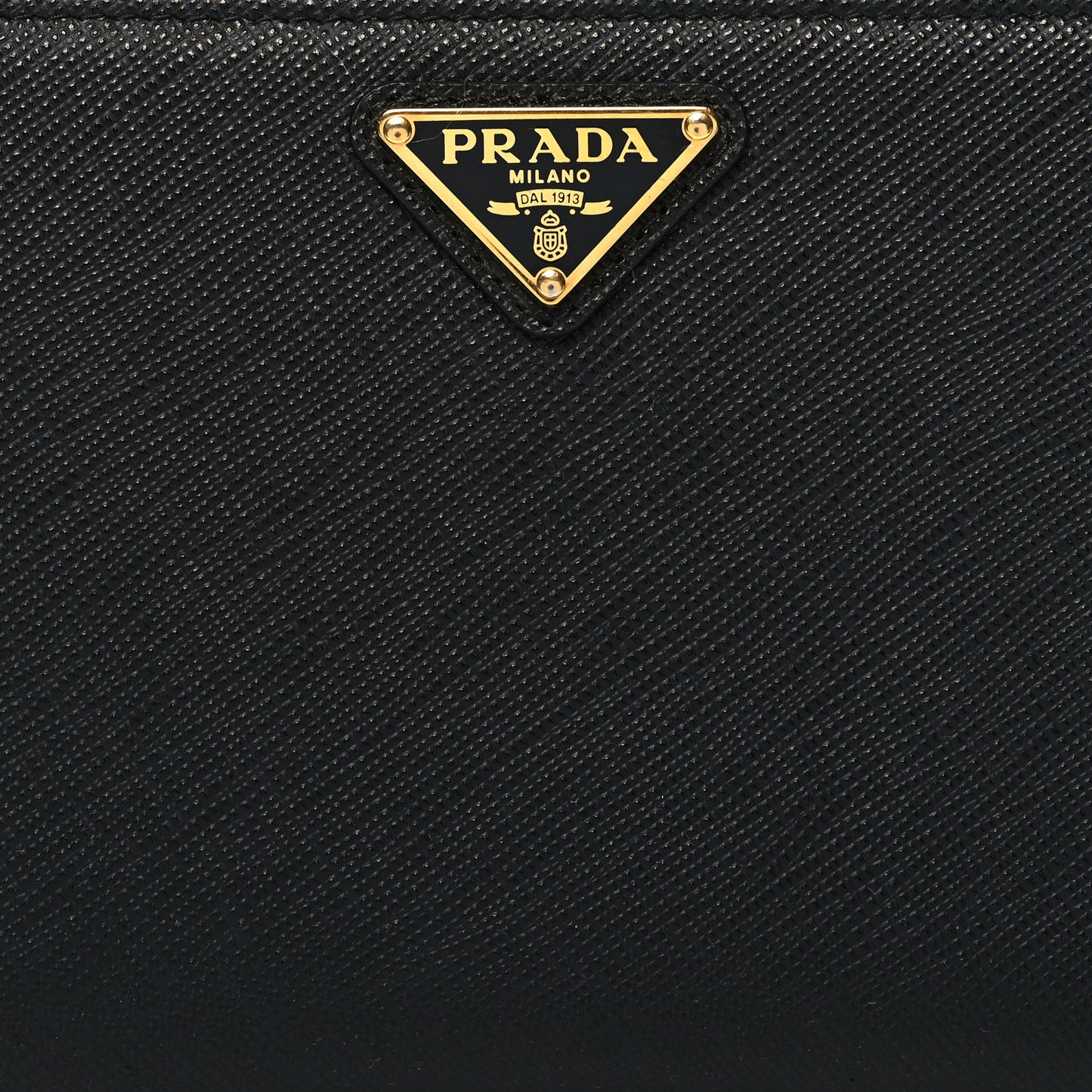 Saffiano Triangle Zip Around Wallet Black