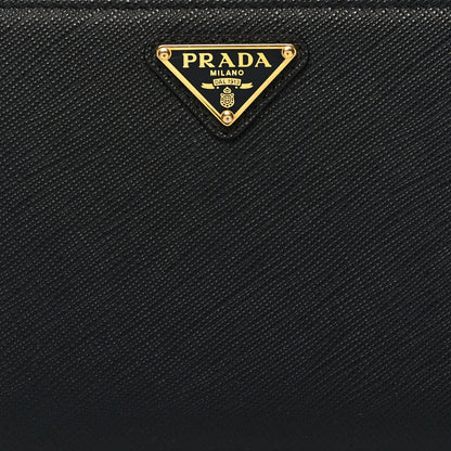 Prada Saffiano Triangle Zip Around Wallet Black 7 of 8