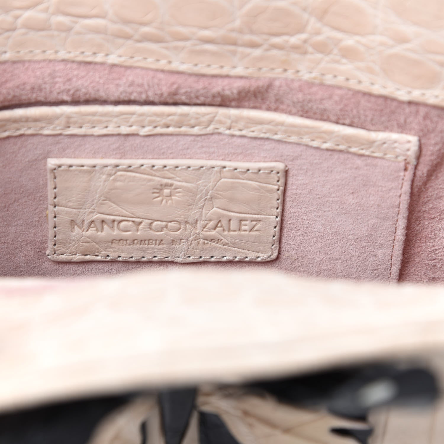 Nancy Gonzalez Crocodile Butterfly Small Clutch Bag Blush Black 8 of 10