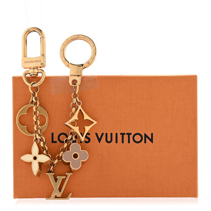 Louis Vuitton Brass Enamel Fleur De Monogram Bag Charm Chain Gold 5 of 5
