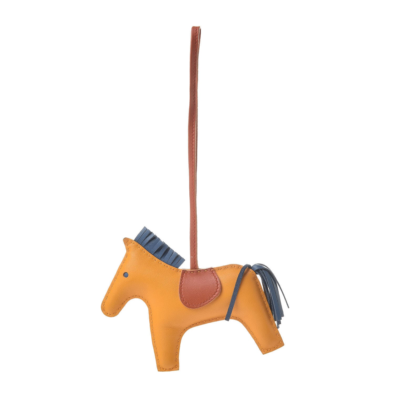Hermes Milo Lambskin Grigri Rodeo Horse Bag Charm MM Jaune D'Or Bleu Agate Cornaline 1 of 3