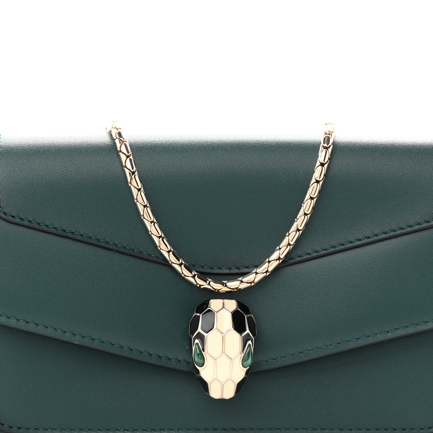 Bulgari Calfskin Serpenti Forever Chain Wallet Green 8 of 11
