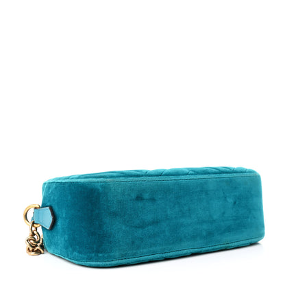 Gucci Velvet Matelasse Small GG Marmont Chain Shoulder Bag Pavone Cyan 4 of 12