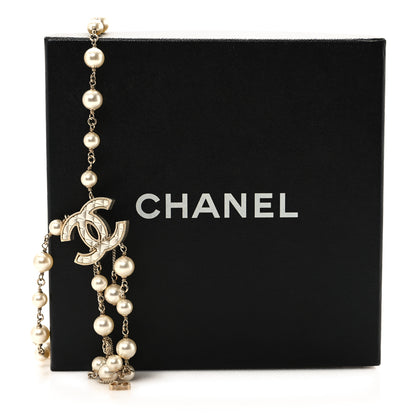 Chanel Pearl Quilted CC Long Necklace Light Gold 6 of 6