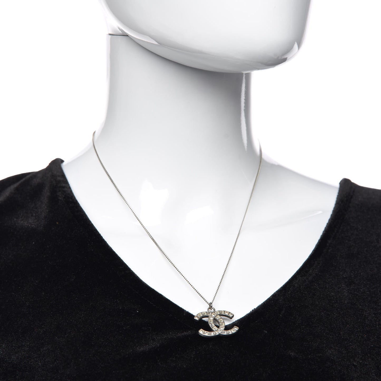 Baguette Crystal CC Necklace Silver