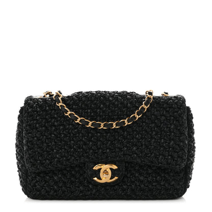 Chanel Raffia Crochet Paris Greece Medium Flap Bag Black 1 of 11