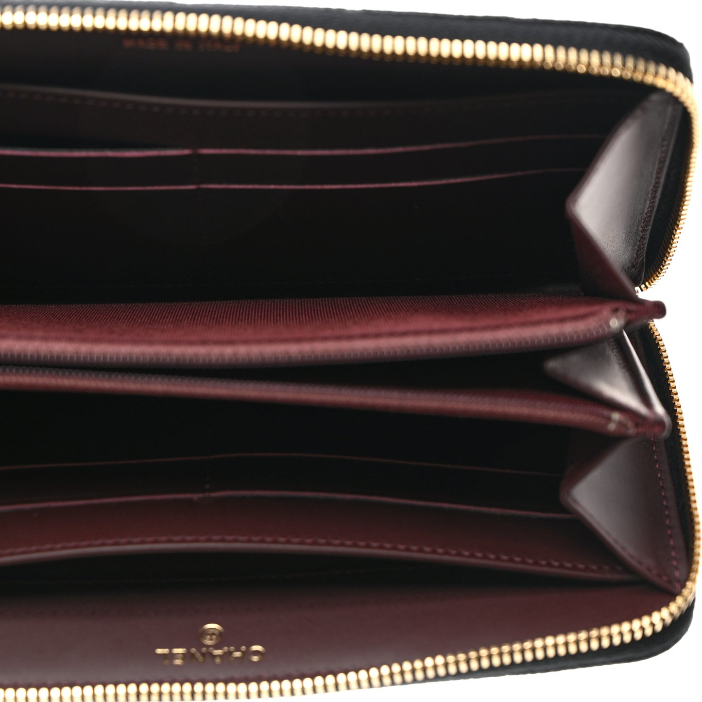 Caviar Quilted Large Gusset Zip Around Wallet Black