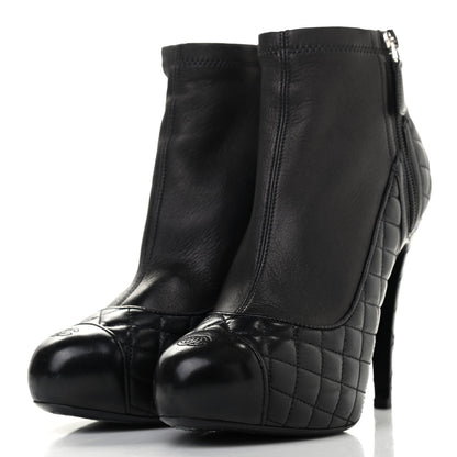 Chanel Lambskin Quilted CC Booties 38.5 Black 3 of 10
