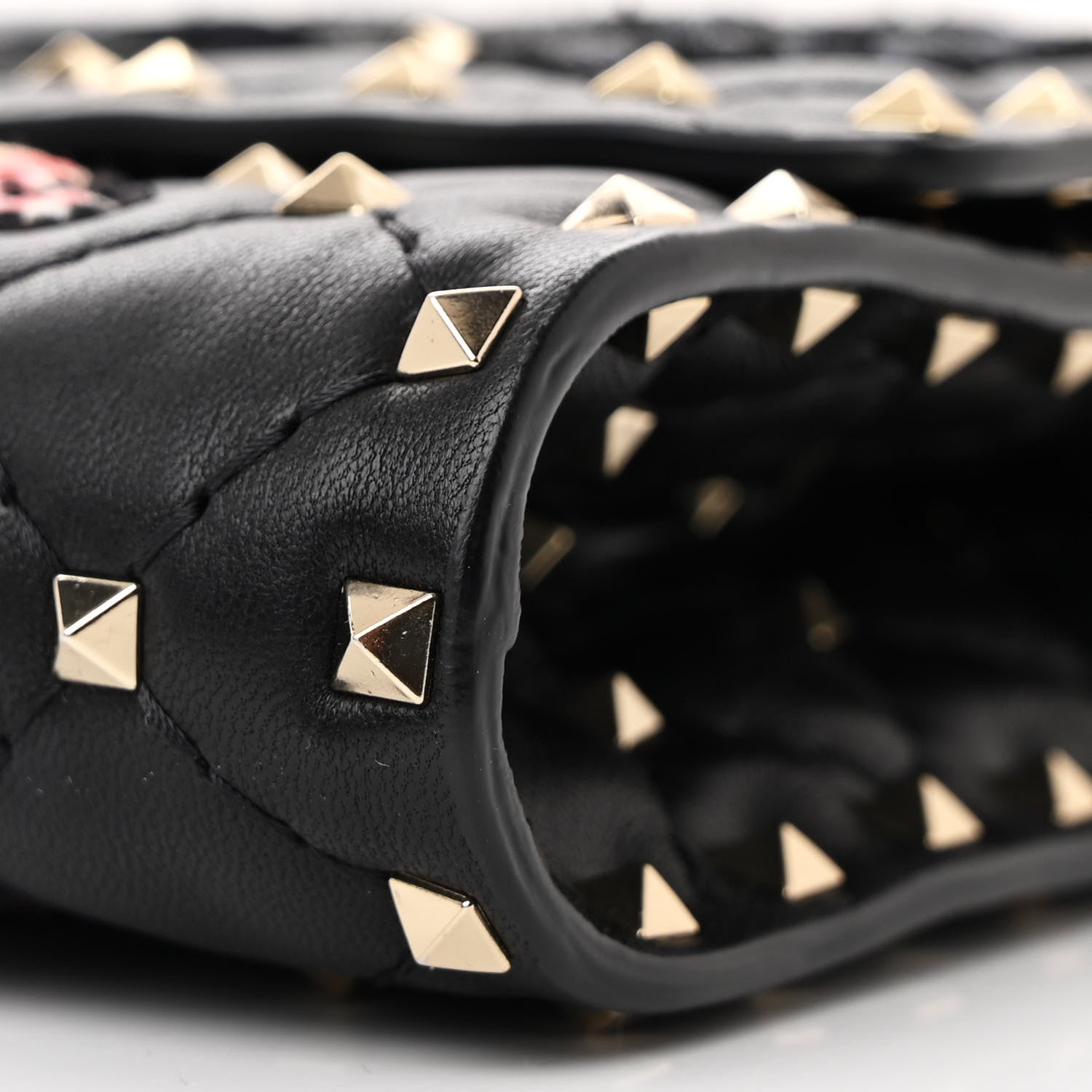 Valentino Garavani Nappa Butterfly Embroidered Rockstud Spike Wallet on Chain Black 9 of 10