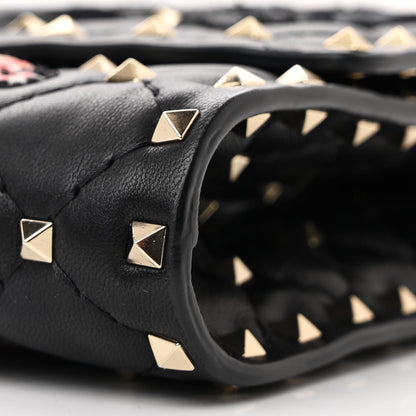 Valentino Garavani Nappa Butterfly Embroidered Rockstud Spike Wallet on Chain Black 9 of 10