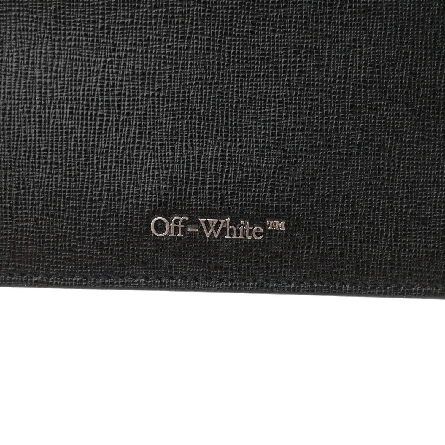 Off-White Saffiano Striped Diag Flap Wallet With Strap Black White 6 of 12