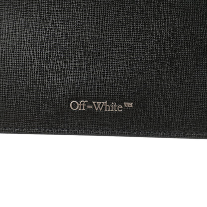 Off-White Saffiano Striped Diag Flap Wallet With Strap Black White 6 of 12