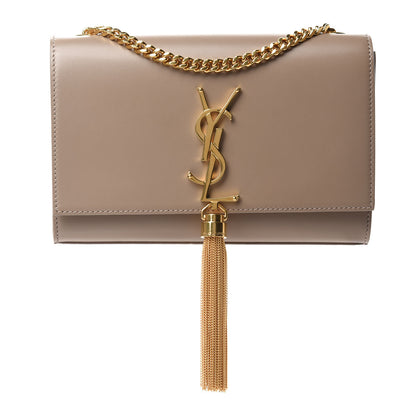 Saint Laurent Smooth Calfskin Small Classic Monogram Kate Tassel Satchel Dark Beige 1 of 12