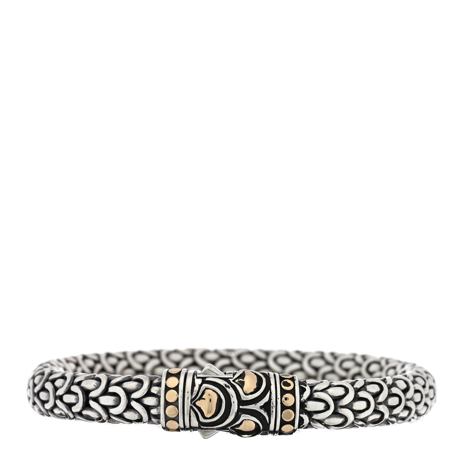 John Hardy Sterling Silver 18K Yellow Gold 8mm Naga Station Bracelet 2 of 3