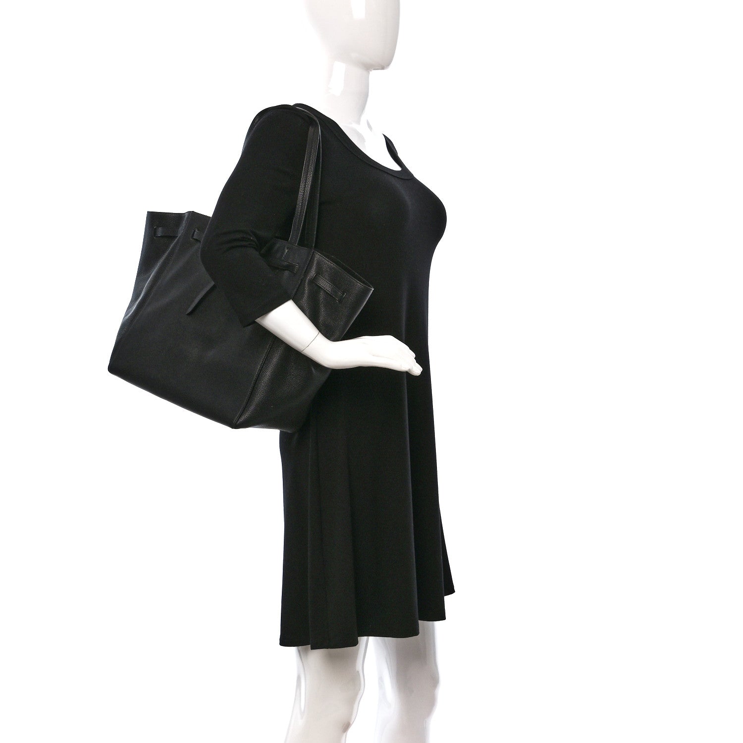 Celine Soft Grained Calfskin Small Belt Cabas Phantom Black 2 of 13
