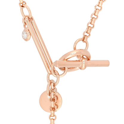 Hermes 18K Rose Gold Diamond PM Ex-Libris Pendant Necklace 3 of 5