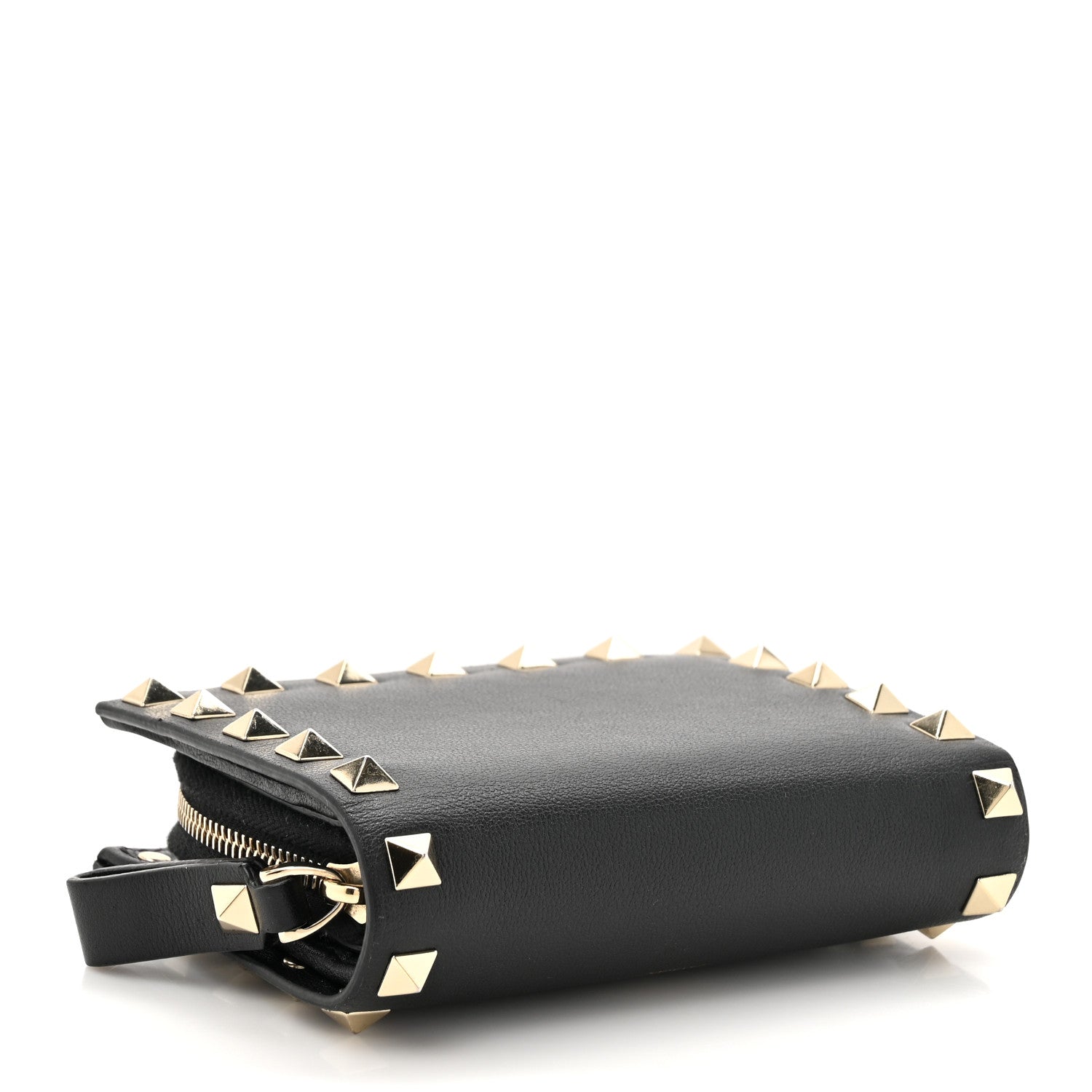 Valentino Garavani Vitello Rockstud Compact Zip Around Wallet Black 4 of 9