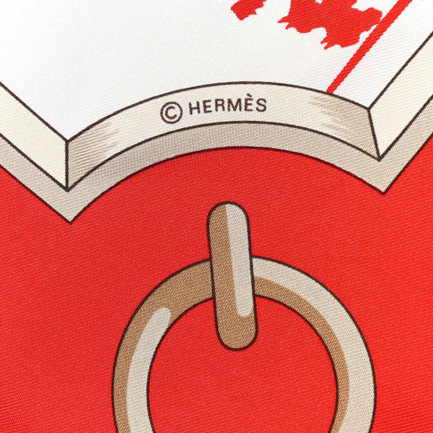 Hermes Silk Les Ponts De Paris Scarf 90 White Rouge 4 of 5